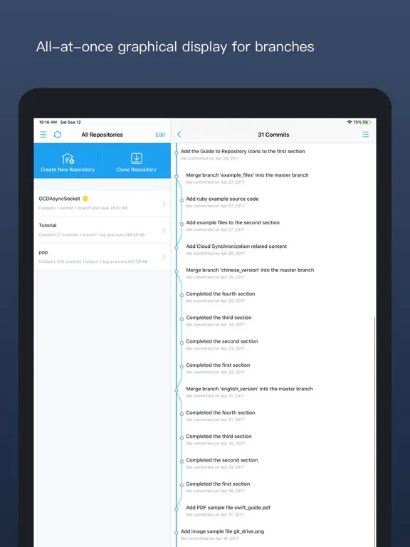 GitDrive - Git client & server iPad 应用截图