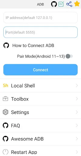 Capturas de tela do ADB Shell - Debug Toolbox
