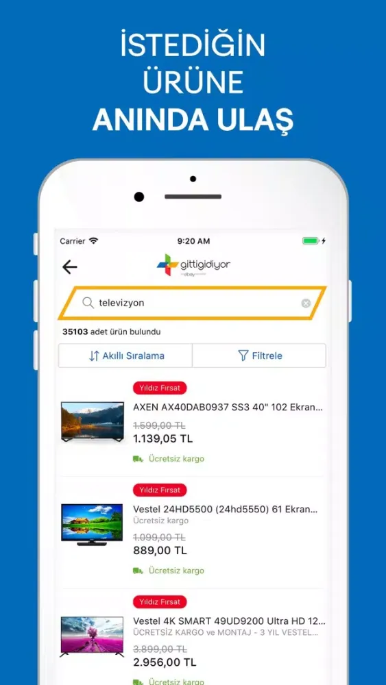 Captures d'écran de GittiGidiyor: Alışveriş Sitesi