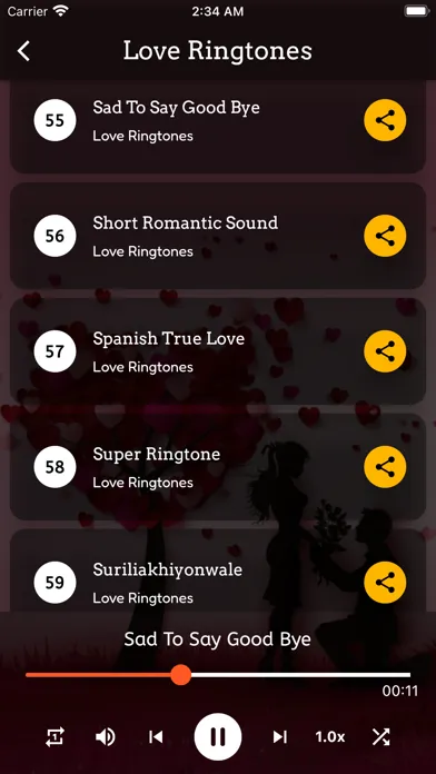 Zrzuty ekranu Love Ringtones