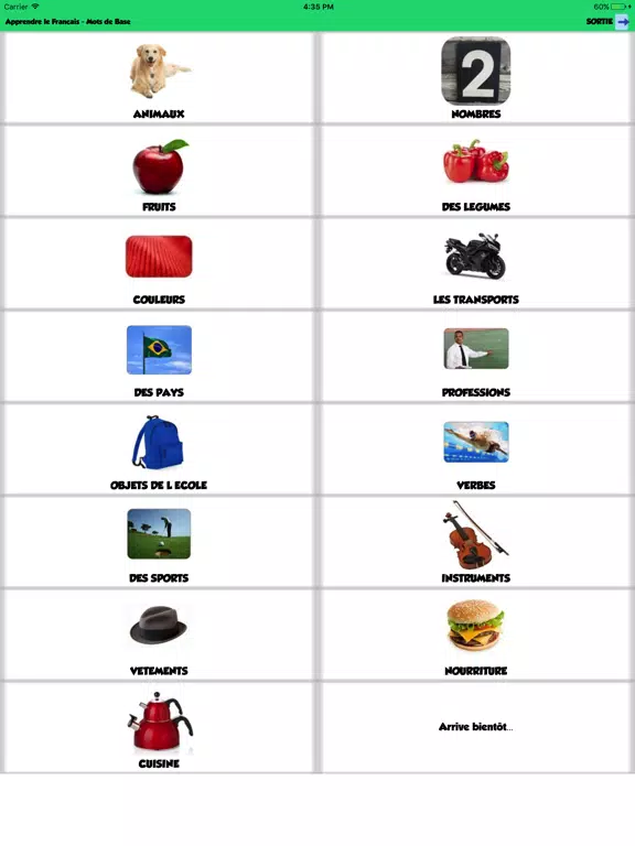 Скриншоты Learning French - Basic Words iPad 