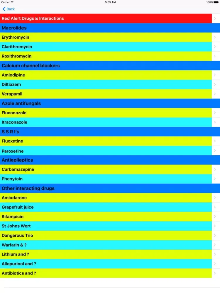 Zrzuty ekranu Common Drug Interactions in Pharmacy iPad 