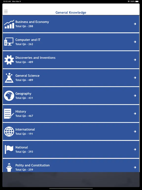 World General Knowledge Quiz iPad 應用截圖