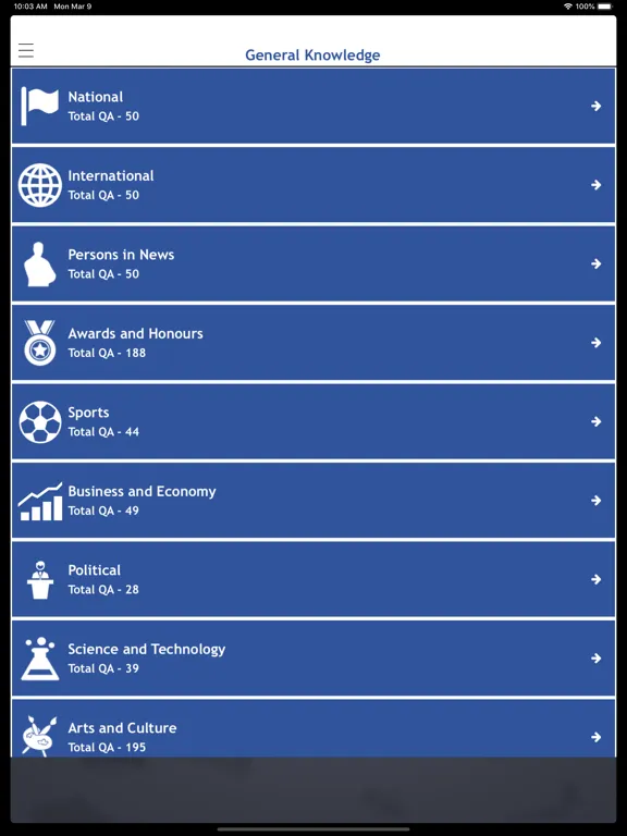 World General Knowledge Quiz iPad 應用截圖