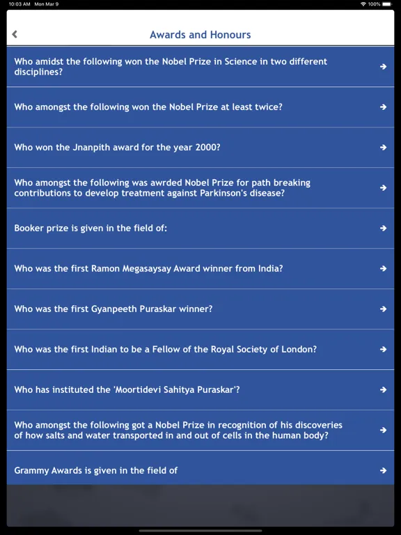 World General Knowledge Quiz iPad 應用截圖