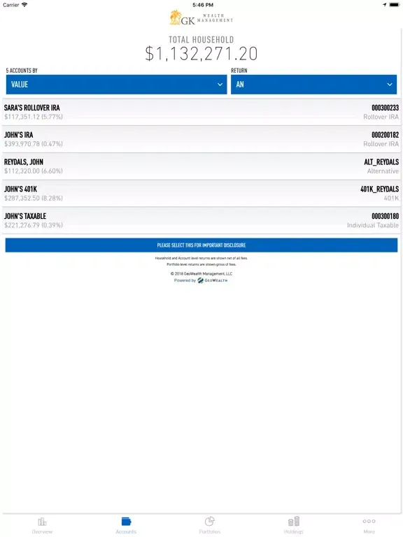 GK Wealth Management Mobile iPad 应用截图
