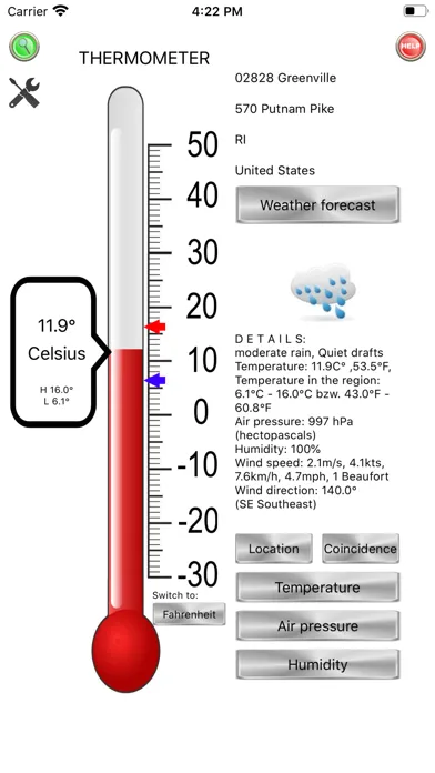 Capturas de tela do Thermo-Hygro-Baro-Wetter