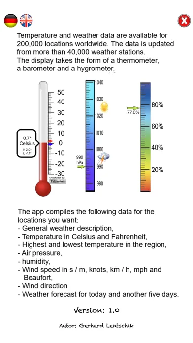 Capturas de tela do Thermo-Hygro-Baro-Wetter
