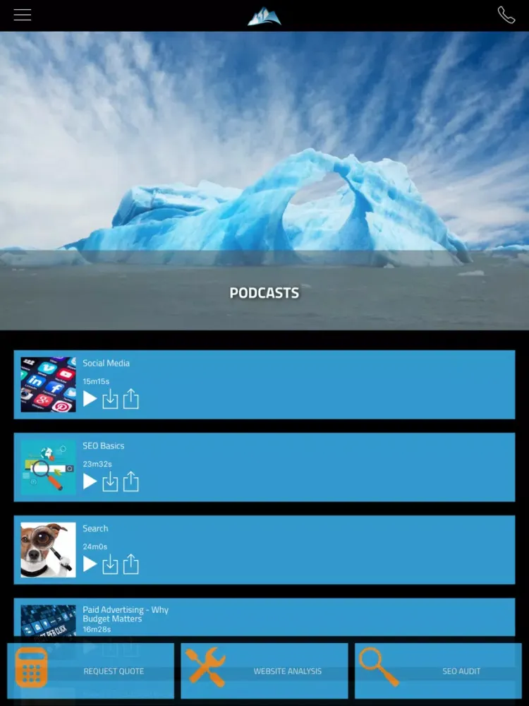 Tangkapan layar Glacial Multimedia iPad 