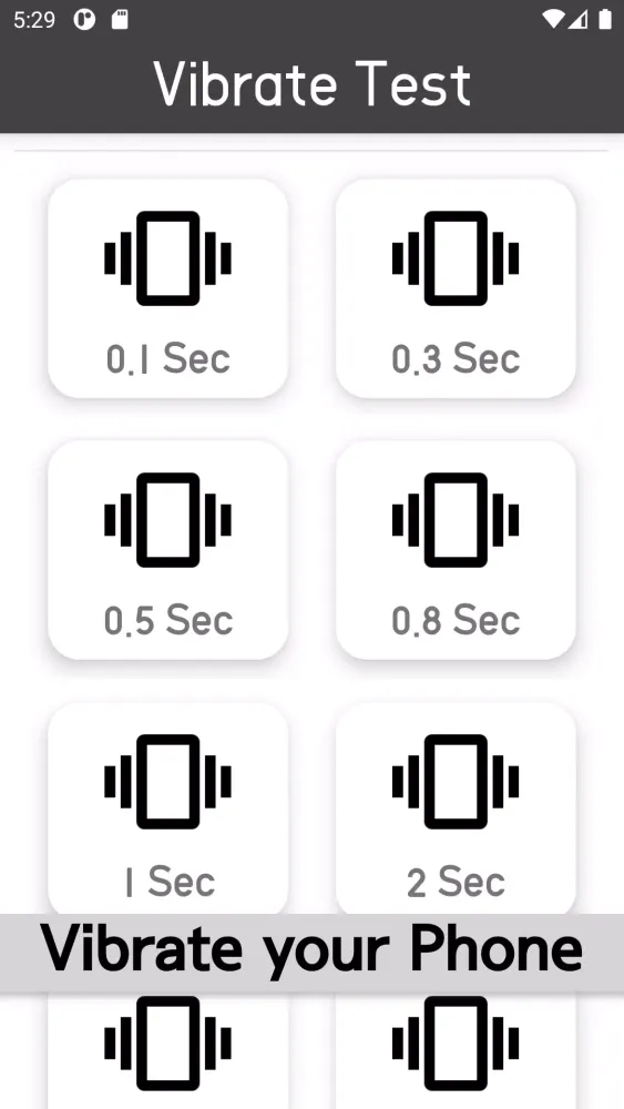 ภาพหน้าจอของ Vibrate Test