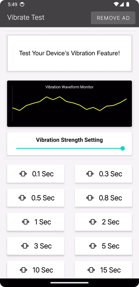ภาพหน้าจอของ Vibrate Test