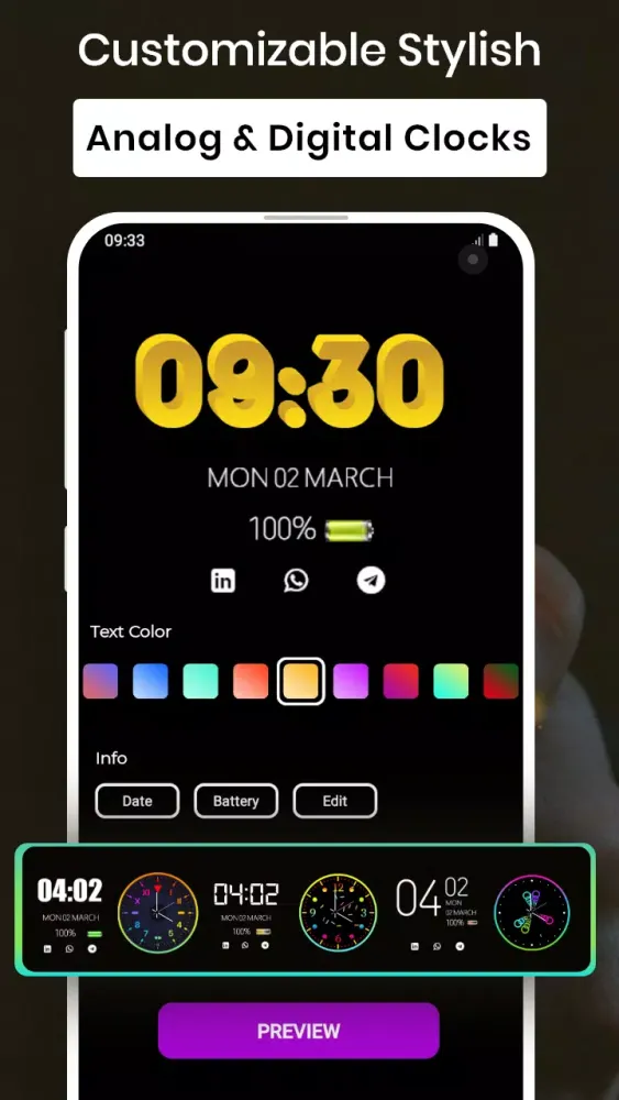 Zrzuty ekranu Always on display clock widget