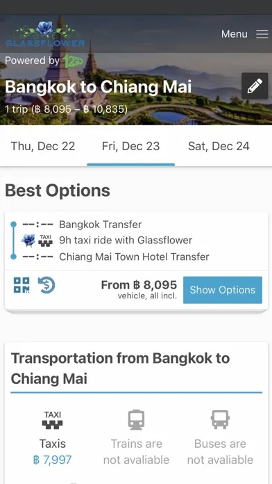 ภาพหน้าจอของ GLASSFLOWER Book Your Ride