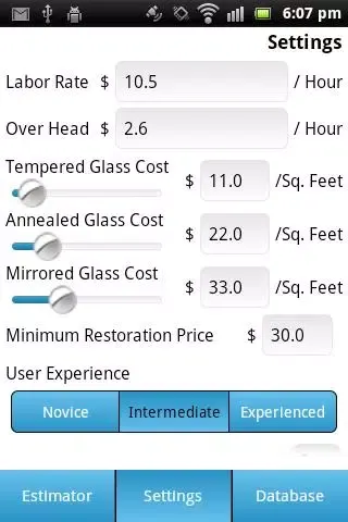 GlassRenu Job Estimation Tool应用截图