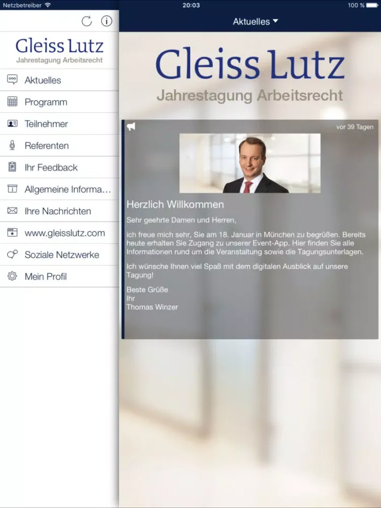 Скриншоты Jahrestagung Arbeitsrecht 2019 iPad 