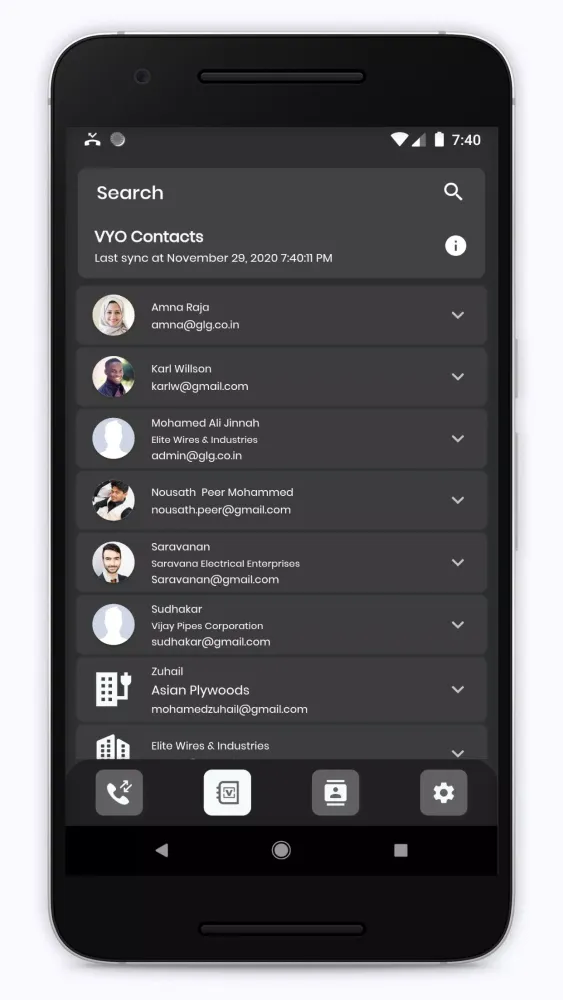 VYO Contacts Screenshots