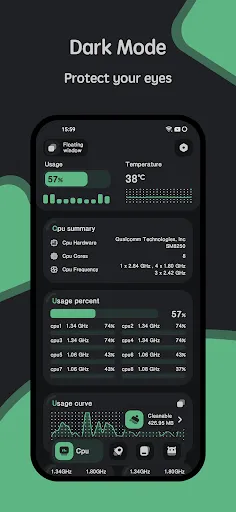 Capturas de tela do System Monitor Cpu Ram Battery