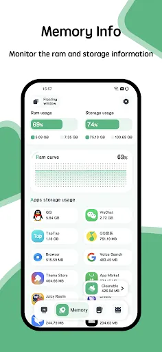 Capturas de tela do System Monitor Cpu Ram Battery