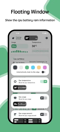 Capturas de tela do System Monitor Cpu Ram Battery