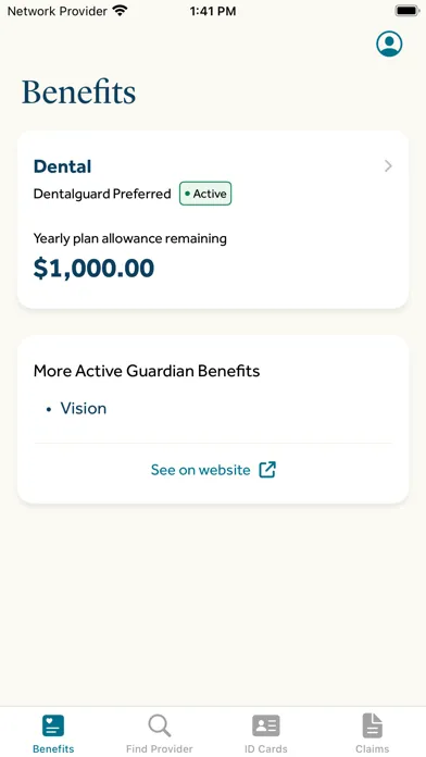 ภาพหน้าจอของ Guardian® Dental & Vision