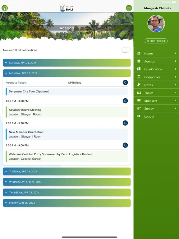 AGM 2024 Bali GLNK / GLVNET iPad  스크린샷