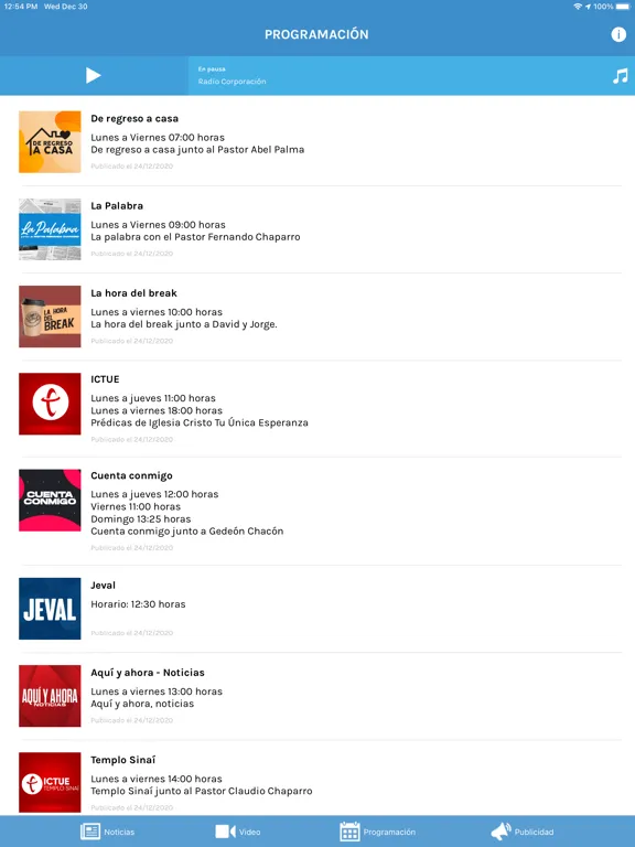Zrzuty ekranu Radio Corporación iPad 