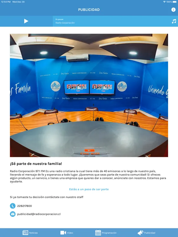 Zrzuty ekranu Radio Corporación iPad 