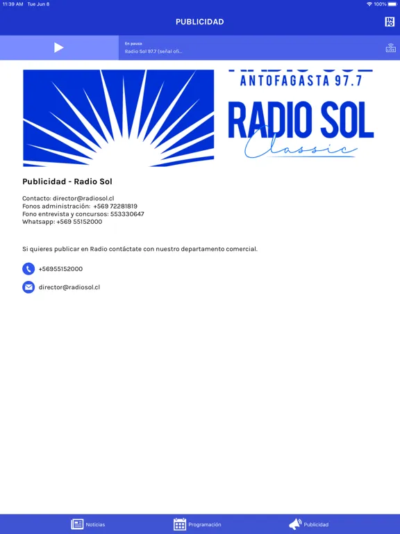 Radio Sol - Antofagasta iPad  스크린샷