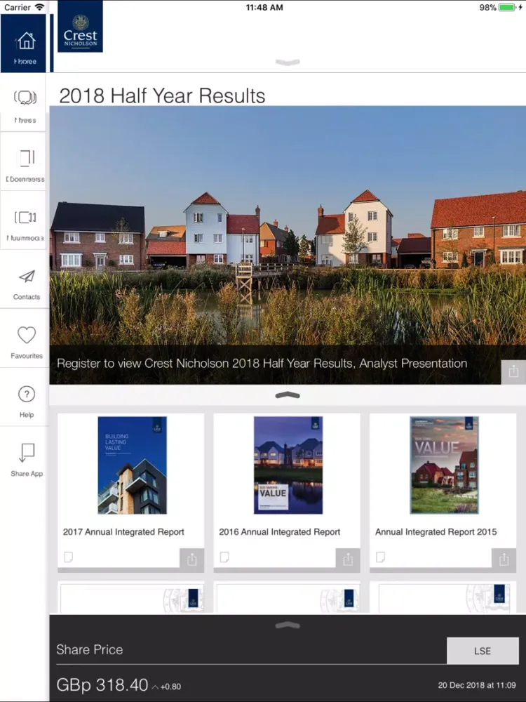 Crest Nicholson IR App iPad  Screenshots