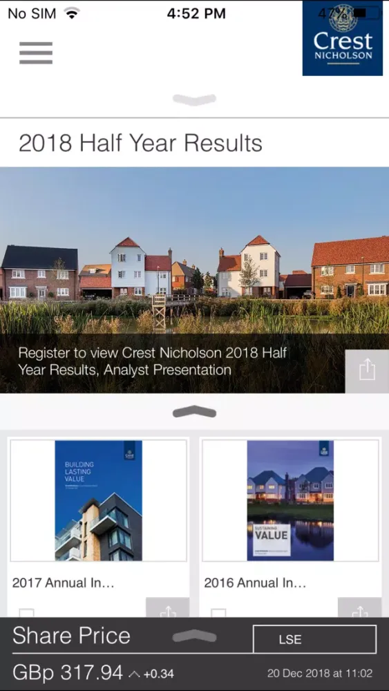 Crest Nicholson IR App Screenshots