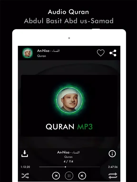 Tangkapan skrin Mp3 Quran by Abdul Basit iPad 