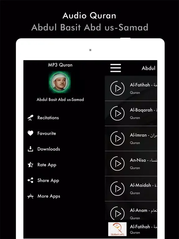 Tangkapan skrin Mp3 Quran by Abdul Basit iPad 