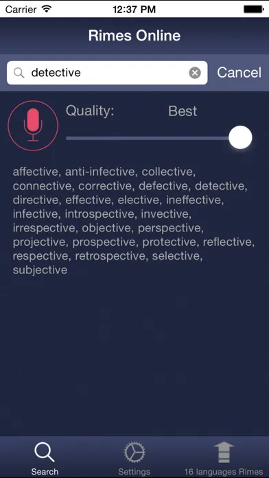 Rimes Online - rhymes generator, english & russian スクリーンショット