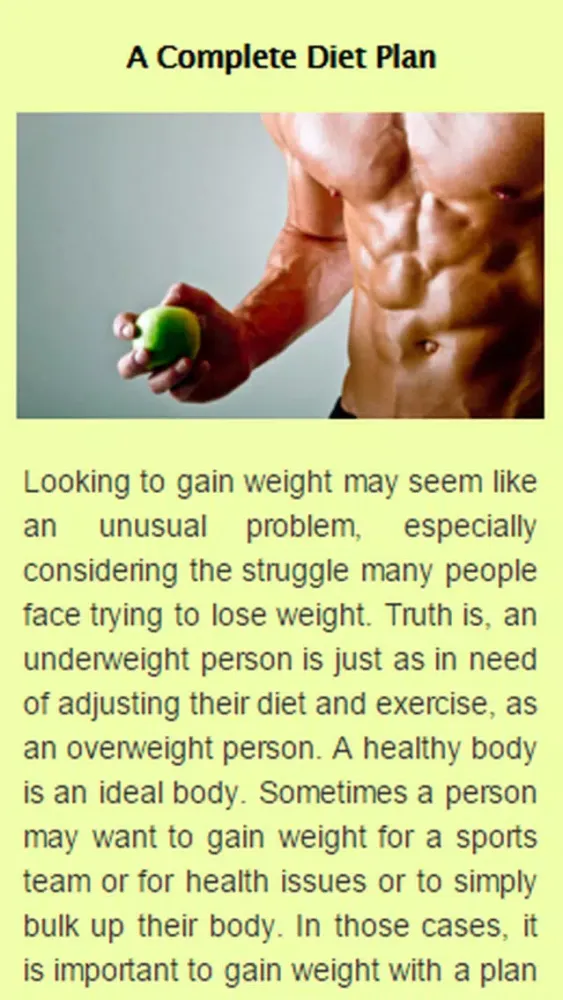 Capturas de tela do How To Gain Weight.