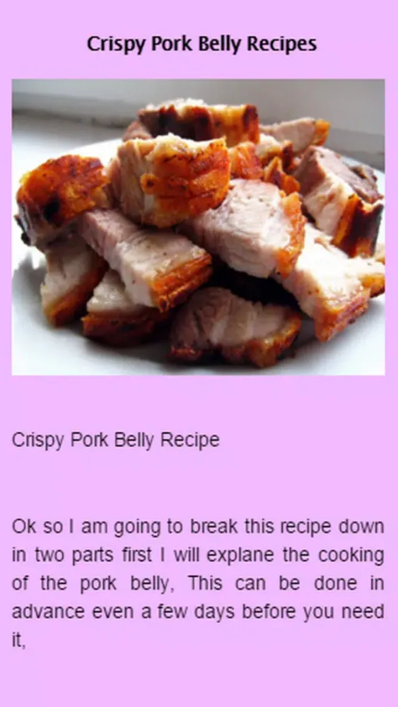 Capturas de tela do Pork Belly Recipes