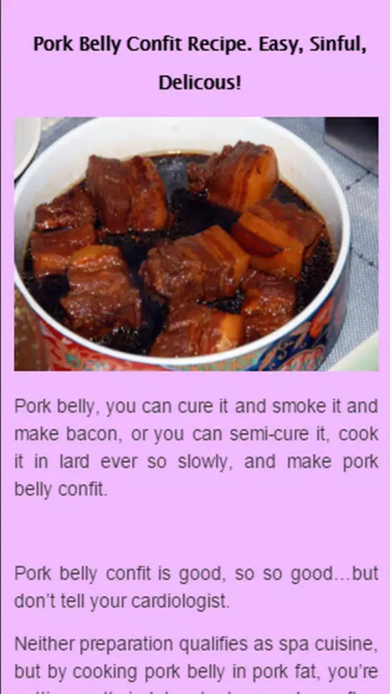Capturas de tela do Pork Belly Recipes