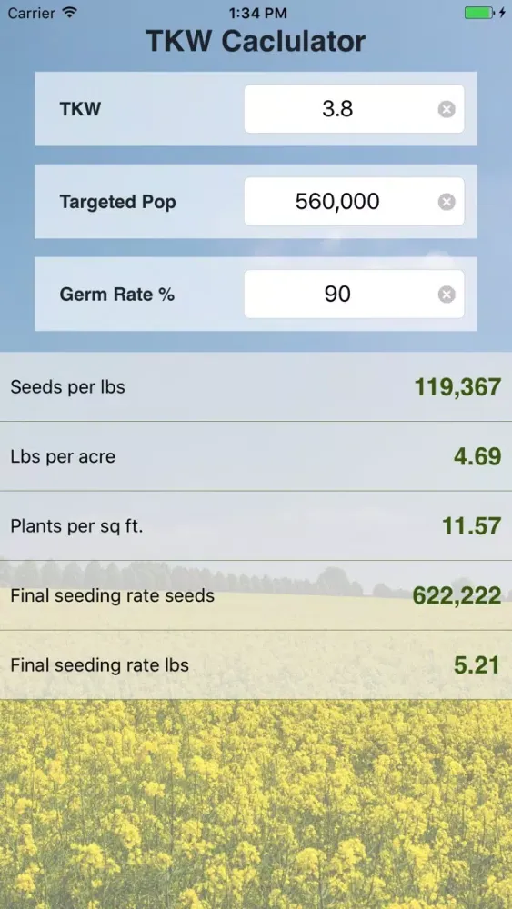 Zrzuty ekranu TKW Calculator