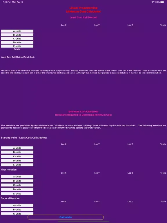 Captures d'écran de MinCostCalc iPad 