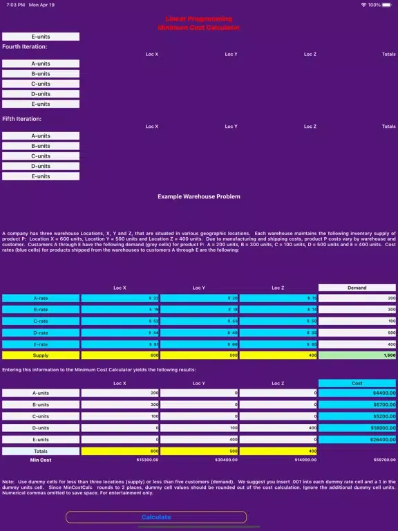 Captures d'écran de MinCostCalc iPad 