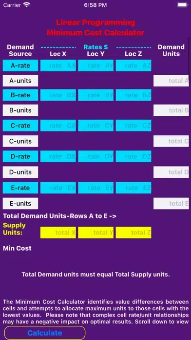 Captures d'écran de MinCostCalc