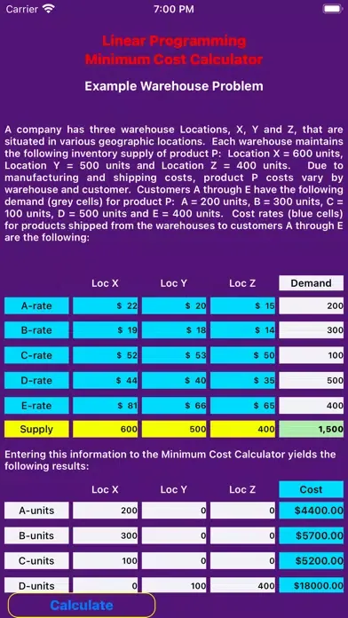 Captures d'écran de MinCostCalc