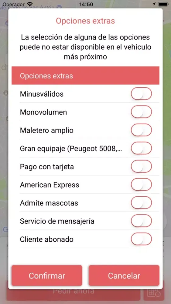 Captures d'écran de eTaxi Chile