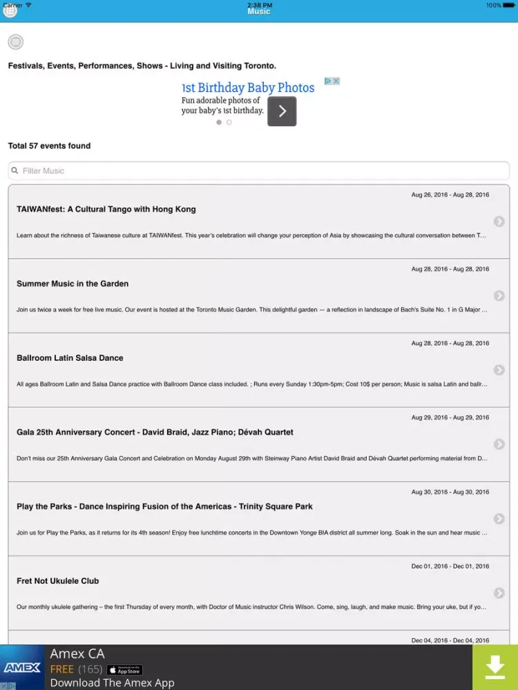 Capturas de pantalla de Toronto Events & Festivals iPad 