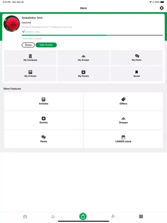 Tangkapan skrin RAI GlobalLinker iPad 