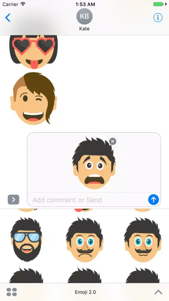 Tangkapan skrin Emoji 2.0 - Extra Moji Stickers for iMessage