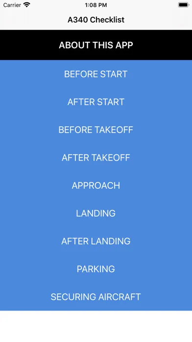 Tangkapan layar A340 Checklist