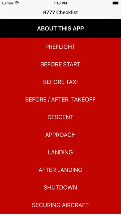 Tangkapan skrin B777 Checklist