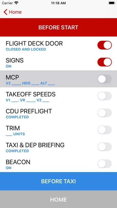 Tangkapan skrin B777 Checklist