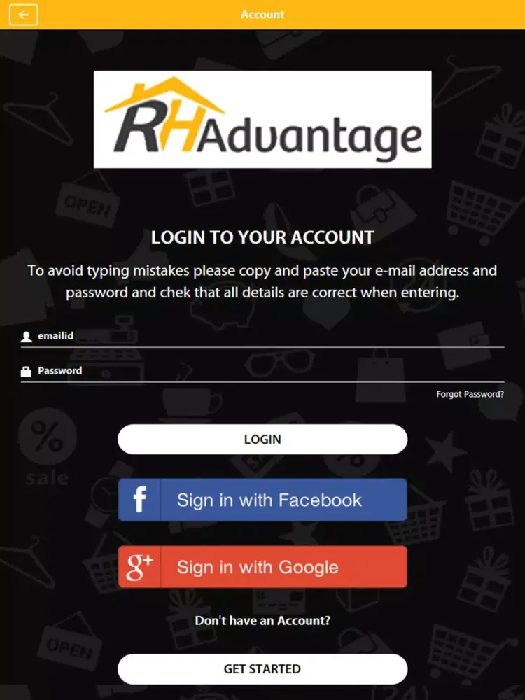 Ảnh chụp màn hình của RH Advantage Rewards iPad 
