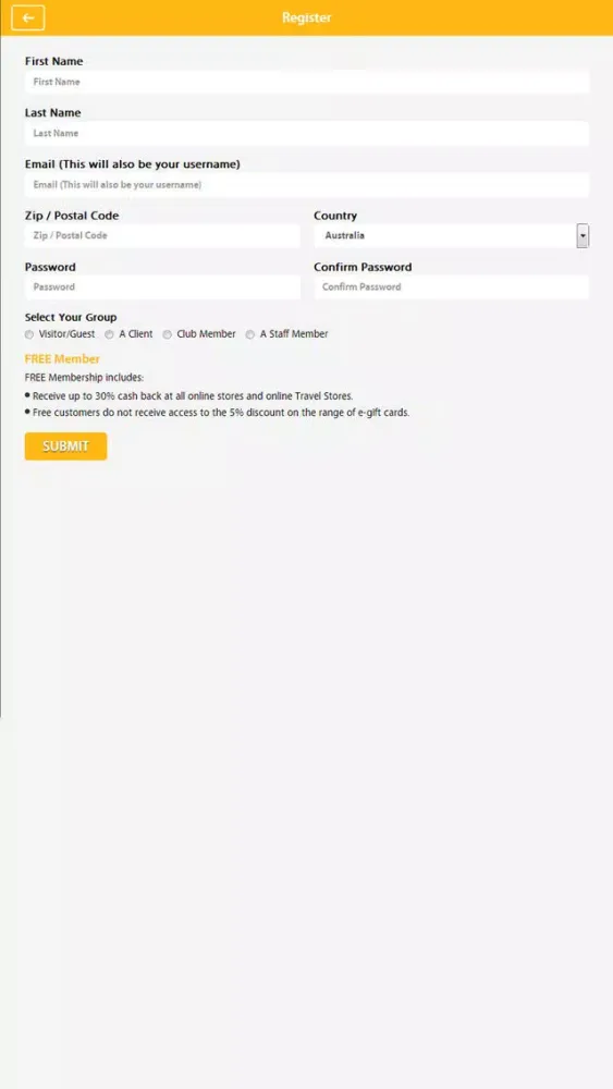 Ảnh chụp màn hình của RH Advantage Rewards